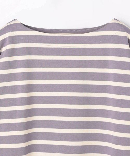 Grand PARK(グランドパーク)の「日本製 デラヴェ 天竺ボーダーカットソー(Tシャツ/カットソー・レディース・サックスブルー系/パープル系/ホワイト系・SMALL/MEDIUM)」の9枚目の写真