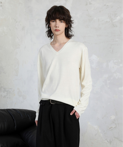 SPADE(スペード)の「【SPADE】カシミアタッチ Vネック ニット セーター(ニット/セーター・メンズ・グレー/ネイビー/ベージュ/ブラック/チャコールグレー/ホワイト/ワインレッド/グリーン・SMALL/MEDIUM/LARGE/X-LARGE)」の17枚目の写真