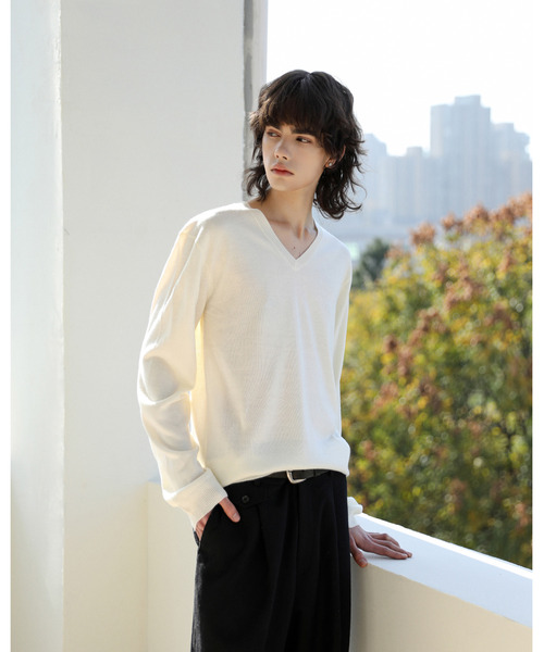 SPADE(スペード)の「【SPADE】カシミアタッチ Vネック ニット セーター(ニット/セーター・メンズ・グレー/ネイビー/ベージュ/ブラック/チャコールグレー/ホワイト/ワインレッド/グリーン・SMALL/MEDIUM/LARGE/X-LARGE)」の19枚目の写真
