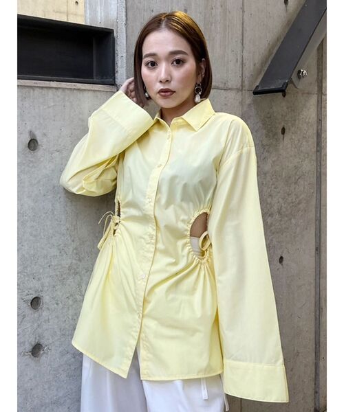 MURUA(ムルーア)の「【WEB限定】サイドホールギャザーシャツ(シャツ/ブラウス・レディース・グレー/ホワイト/ピンク/ブラック/イエロー・FREE)」の17枚目の写真