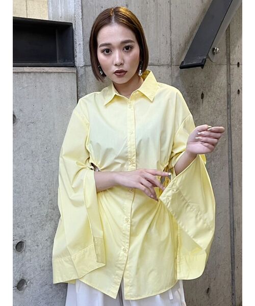 MURUA(ムルーア)の「【WEB限定】サイドホールギャザーシャツ(シャツ/ブラウス・レディース・グレー/ホワイト/ピンク/ブラック/イエロー・FREE)」の18枚目の写真