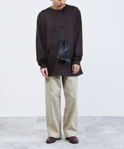 ITTI(イッチ)の「ITTI イッチ / HERRIE KINCHAKU POUCH - PM / TDEER / ヘリー巾着ポーチ レザーショルダーバッグ / ITTI-BAG-090-TD(ショルダーバッグ・メンズ・ブラック/インディゴブルー・FREE)」の4枚目の写真