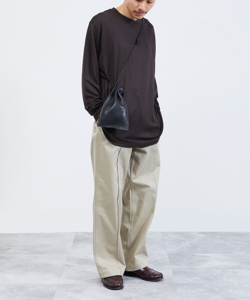 ITTI(イッチ)の「ITTI イッチ / HERRIE KINCHAKU POUCH - PM / TDEER / ヘリー巾着ポーチ レザーショルダーバッグ / ITTI-BAG-090-TD(ショルダーバッグ・メンズ・ブラック/インディゴブルー・FREE)」の5枚目の写真