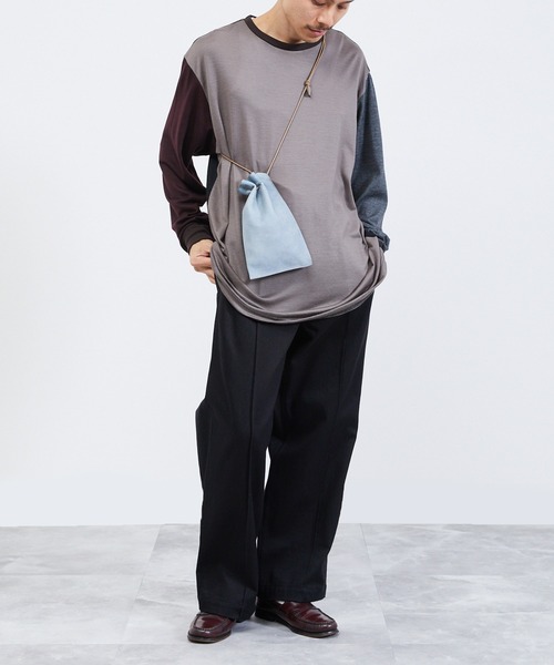 ITTI(イッチ)の「ITTI イッチ / HERRIE KINCHAKU POUCH - PM / TDEER / ヘリー巾着ポーチ レザーショルダーバッグ / ITTI-BAG-090-TD(ショルダーバッグ・メンズ・ブラック/インディゴブルー・FREE)」の7枚目の写真