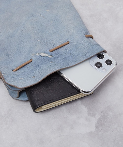 ITTI(イッチ)の「ITTI イッチ / HERRIE KINCHAKU POUCH - PM / TDEER / ヘリー巾着ポーチ レザーショルダーバッグ / ITTI-BAG-090-TD(ショルダーバッグ・メンズ・ブラック/インディゴブルー・FREE)」の21枚目の写真