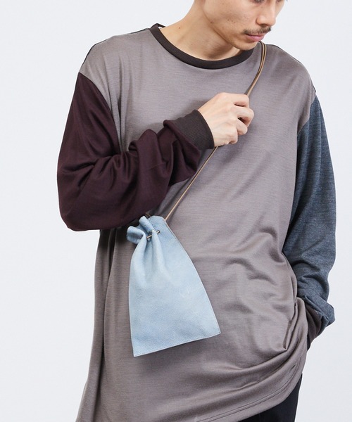 ITTI(イッチ)の「ITTI イッチ / HERRIE KINCHAKU POUCH - PM / TDEER / ヘリー巾着ポーチ レザーショルダーバッグ / ITTI-BAG-090-TD(ショルダーバッグ・メンズ・ブラック/インディゴブルー・FREE)」の22枚目の写真
