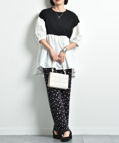 INTERPLANET（インタープラネット）の「モノトーン柄プリントプリーツパンツ（その他パンツ・レディース・ブラック・FREE）」の9枚目の写真