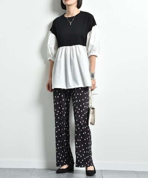 INTERPLANET（インタープラネット）の「モノトーン柄プリントプリーツパンツ（その他パンツ・レディース・ブラック・FREE）」の11枚目の写真