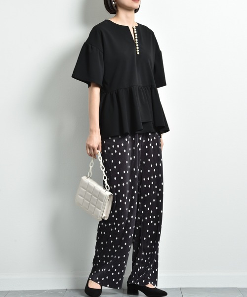 INTERPLANET（インタープラネット）の「モノトーン柄プリントプリーツパンツ（その他パンツ・レディース・ブラック・FREE）」の13枚目の写真