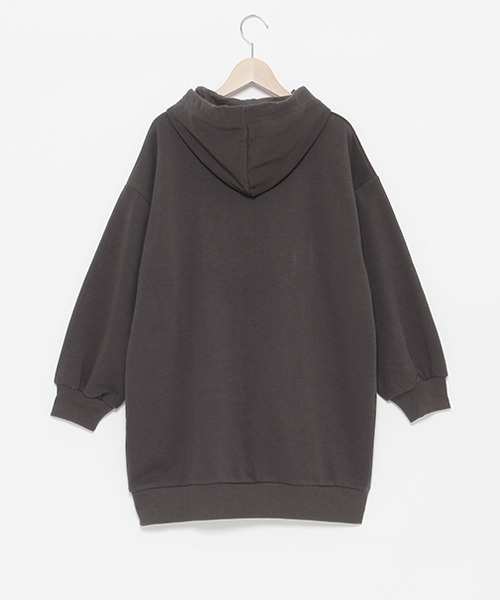 LOVETOXIC（ラブトキシック）の「カレッジ刺しゅうパーカワンピース（ワンピース・キッズ・チャコールグレー/ライトグレー/エメラルド・S/M/L）」の14枚目の写真