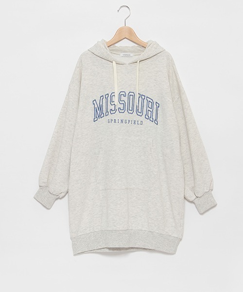 LOVETOXIC（ラブトキシック）の「カレッジ刺しゅうパーカワンピース（ワンピース・キッズ・チャコールグレー/ライトグレー/エメラルド・S/M/L）」の16枚目の写真