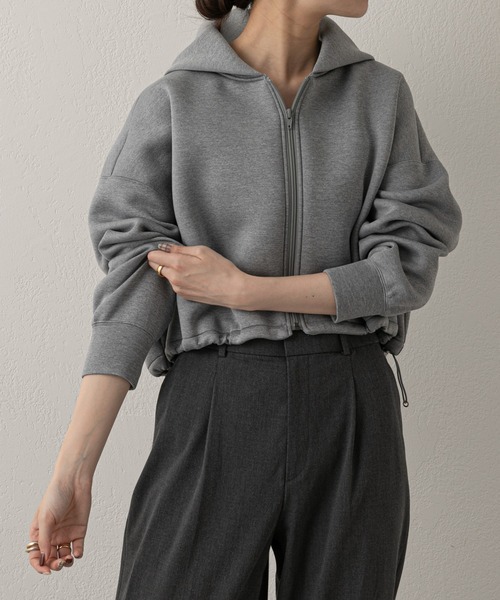 russet（ラシット）の「【ANOTHER BRANCH】シャーリングショートパーカー (O-713)（パーカー・レディース・ネイビー/グレー/アイボリー・FREE）」の14枚目の写真