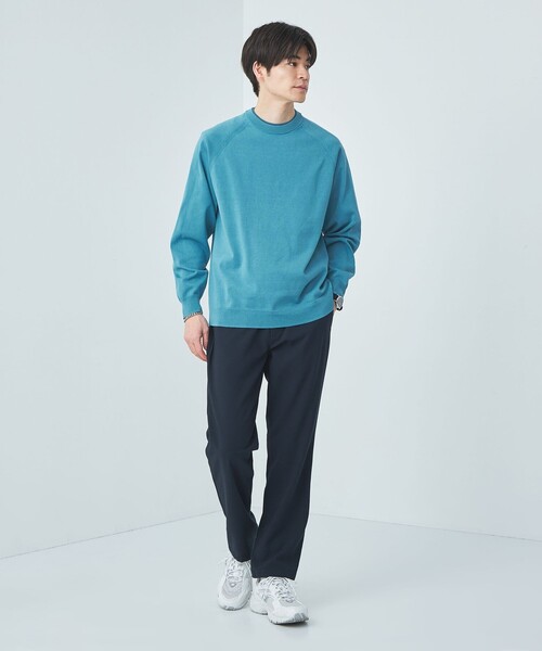 green label relaxing（グリーンレーベルリラクシング）の「ハイツイスト コットン ラグラン クルーネック ニット -ウォッシャブル・接触冷感-（ニット/セーター・メンズ・ライトグレー/ターコイズブルー/ネイビー・XL/L/M/S）」の4枚目の写真