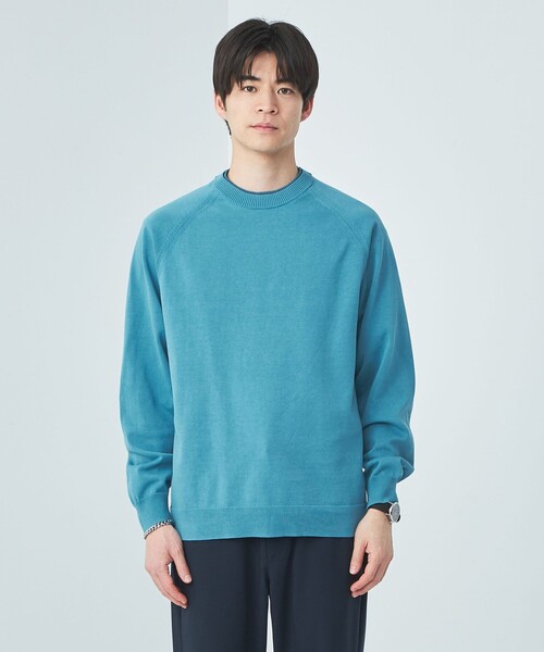 green label relaxing（グリーンレーベルリラクシング）の「ハイツイスト コットン ラグラン クルーネック ニット -ウォッシャブル・接触冷感-（ニット/セーター・メンズ・ライトグレー/ターコイズブルー/ネイビー・XL/L/M/S）」の7枚目の写真