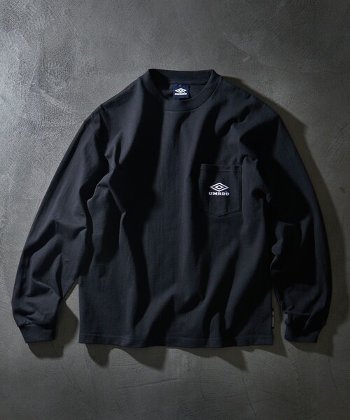 UMBRO（アンブロ）の「UMBRO/アンブロ 別注 Pocket L/S Tee/別注 ワンポイントロゴ ロングスリーブ ポケットTシャツ（Tシャツ/カットソー・メンズ・ホワイト/ブラック/グレー/グリーン/ネイビー/サックスブルー/ブラウン・MEDIUM/LARGE/X-LARGE）」の12枚目の写真