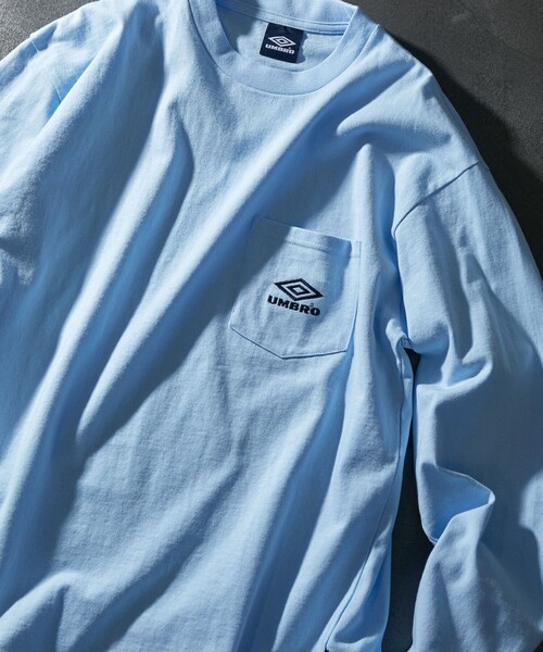 UMBRO（アンブロ）の「UMBRO/アンブロ 別注 Pocket L/S Tee/別注 ワンポイントロゴ ロングスリーブ ポケットTシャツ（Tシャツ/カットソー・メンズ・ホワイト/ブラック/グレー/グリーン/ネイビー/サックスブルー/ブラウン・MEDIUM/LARGE/X-LARGE）」の9枚目の写真
