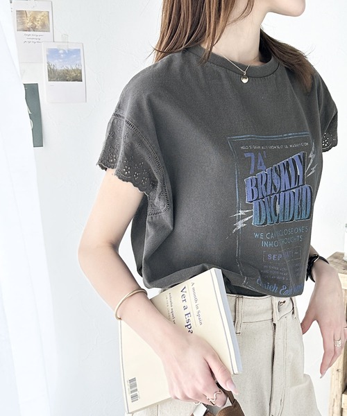 Java(ジャバ)の「《Javaジャバコラボ》ヴィンテージライクなデザイン。綿100%袖レースピグメントロックTシャツ(Tシャツ/カットソー・レディース・A/B・LARGE/MEDIUM/SMALL/X-LARGE)」の11枚目の写真