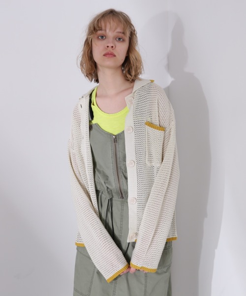 カーディガン MACRAME LINE CARDIGAN/マクラメ ラインカーディガン レディース AVIREX カーディガン MACRAME LINE CARDIGAN/マクラメ ライン