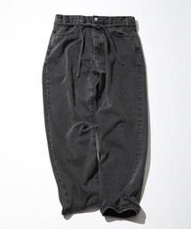 美シルエット✨CAHLUMN カウラム デニムパンツ 青耳 紐ベルト 濃紺 XL 美シルエット✨CAHLUMN カウラム デニムパンツ 青耳 紐ベルト