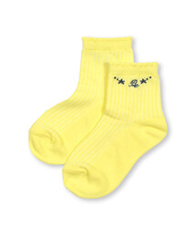 ロゴ刺しゅう透かし編みクルーソックス(13~24cm)