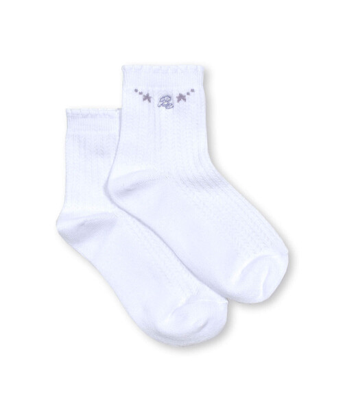 BeBe（ベベ）の「ロゴ刺しゅう透かし編みクルーソックス(13~24cm)（ソックス/靴下・キッズ・ホワイト/イエロー・19.0cm/17.0cm/24.0cm/21.0cm/15.0cm）」の6枚目の写真