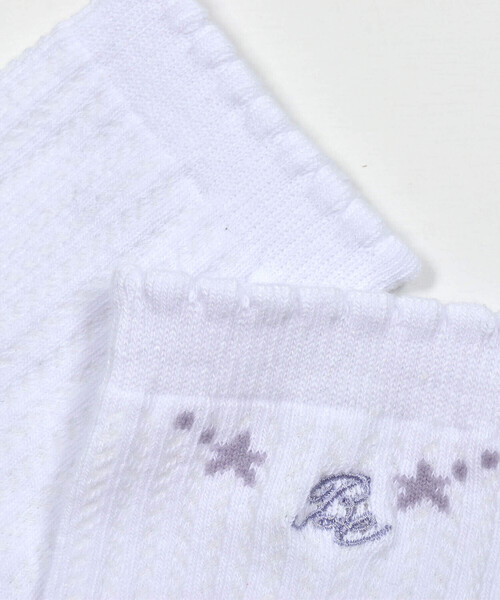 BeBe（ベベ）の「ロゴ刺しゅう透かし編みクルーソックス(13~24cm)（ソックス/靴下・キッズ・ホワイト/イエロー・19.0cm/17.0cm/24.0cm/21.0cm/15.0cm）」の7枚目の写真