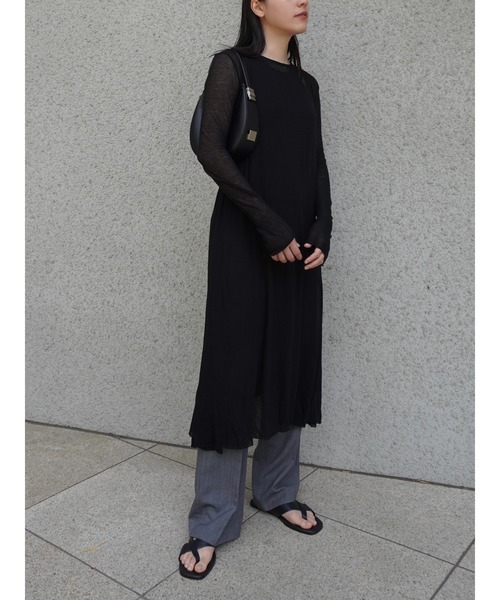 ENCIRCLE（エンサークル）の「【ENCIRCLE/エンサークル】Sheer dress/シアードレス（ワンピース・レディース・ライトグレー/ブラック・FREE）」の14枚目の写真
