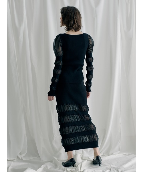 SORIN（ソリン　）の「Sheer & Rib Mix Long Skirt（スカート・レディース・ホワイト/ブラック/オリーブ・38）」の16枚目の写真