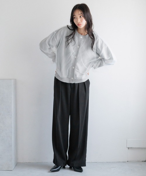 LOWRYS FARM（ローリーズファーム）の「チュールレイヤードカーディガンＬＳ 108520（ニット/セーター・レディース・イエロー/ブルー/ブラック/アイボリー/グレー/ブラック系その他/ホワイト/ピンク・FREE）」の13枚目の写真