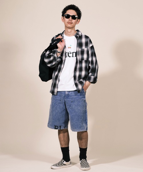 RePRODUCTION LABEL(リプロダクションレーベル)の「【ユニセックス】【RePRODUCTION LABEL / リプロダクションレーベル】ダックワイドハーフパンツ(その他パンツ・レディース・ブルー/チャコールグレー・FREE)」の4枚目の写真