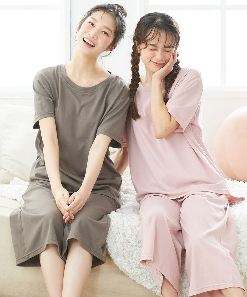 nissen(ニッセン)の「こだわりのゆったりシルエット綿混シンプルルームウェア2セット組(ルームウェア/パジャマ・レディース・ピンク系/ブルー系/ネイビー系/オレンジ系・3L/LL/L/M/S)」の1枚目の写真