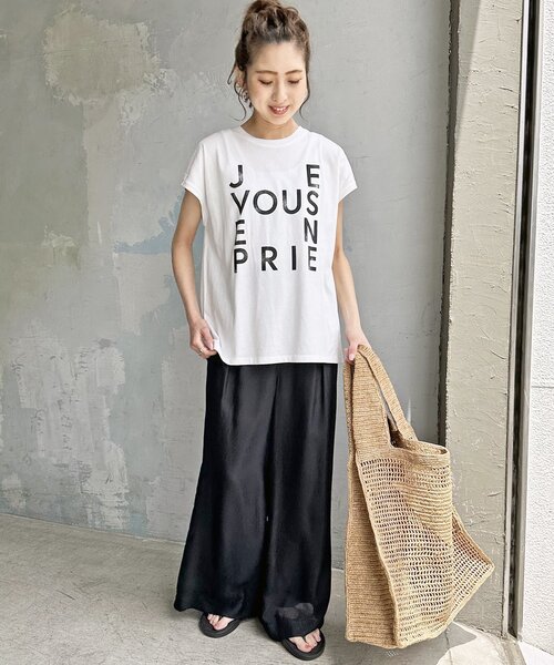 Spick & Span（スピックアンドスパン）の「≪追加≫JEVOUSENPRIE Tシャツ（Tシャツ/カットソー・レディース・ブラック/ホワイト/ベージュ・FREE）」の4枚目の写真