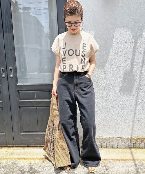 Spick & Span（スピックアンドスパン）の「≪追加≫JEVOUSENPRIE Tシャツ（Tシャツ/カットソー・レディース・ブラック/ホワイト/ベージュ・FREE）」の21枚目の写真