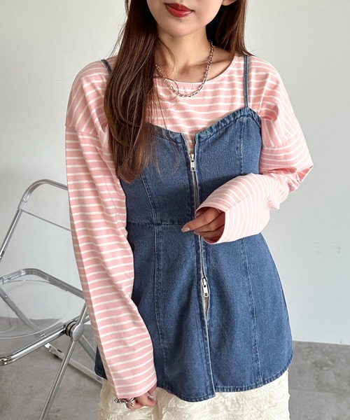 apres jour mignon(アプレジュールミニョン)の「ボーダーロンT【ZOZOTOWN限定アイテム】(Tシャツ/カットソー・レディース・ブルー/ネイビー/グリーン/ピンク/レッド・X-LARGE/フリー)」の16枚目の写真