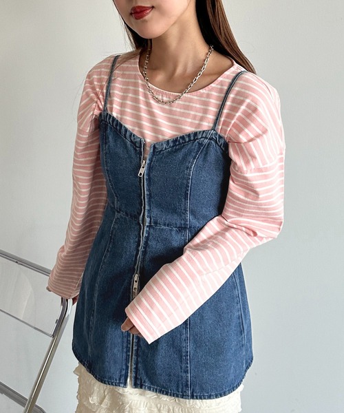 apres jour mignon(アプレジュールミニョン)の「ボーダーロンT【ZOZOTOWN限定アイテム】(Tシャツ/カットソー・レディース・ブルー/ネイビー/グリーン/ピンク/レッド・X-LARGE/フリー)」の17枚目の写真