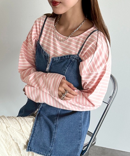 apres jour mignon(アプレジュールミニョン)の「ボーダーロンT【ZOZOTOWN限定アイテム】(Tシャツ/カットソー・レディース・ブルー/ネイビー/グリーン/ピンク/レッド・X-LARGE/フリー)」の15枚目の写真