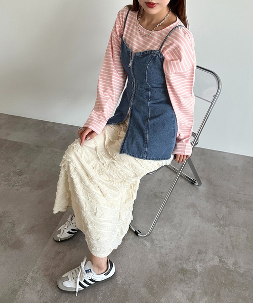 apres jour mignon(アプレジュールミニョン)の「ボーダーロンT【ZOZOTOWN限定アイテム】(Tシャツ/カットソー・レディース・ブルー/ネイビー/グリーン/ピンク/レッド・X-LARGE/フリー)」の20枚目の写真