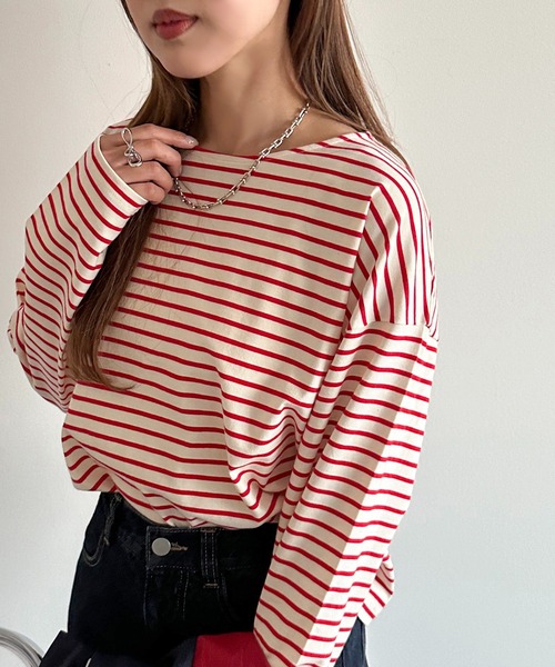 apres jour mignon(アプレジュールミニョン)の「ボーダーロンT【ZOZOTOWN限定アイテム】(Tシャツ/カットソー・レディース・ブルー/ネイビー/グリーン/ピンク/レッド・X-LARGE/フリー)」の13枚目の写真