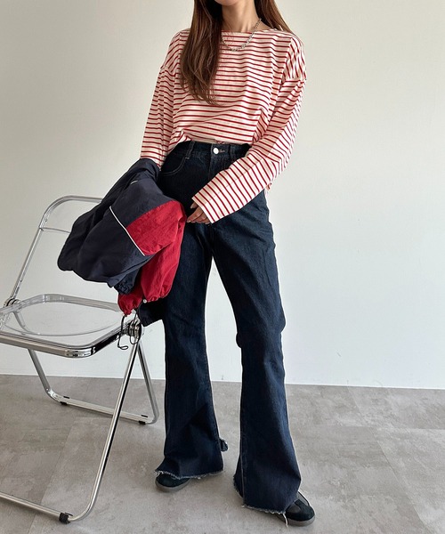 apres jour mignon(アプレジュールミニョン)の「ボーダーロンT【ZOZOTOWN限定アイテム】(Tシャツ/カットソー・レディース・ブルー/ネイビー/グリーン/ピンク/レッド・X-LARGE/フリー)」の6枚目の写真