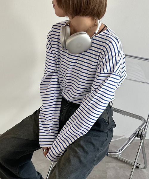 apres jour mignon(アプレジュールミニョン)の「ボーダーロンT【ZOZOTOWN限定アイテム】(Tシャツ/カットソー・レディース・ブルー/ネイビー/グリーン/ピンク/レッド・X-LARGE/フリー)」の21枚目の写真