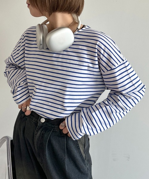 apres jour mignon(アプレジュールミニョン)の「ボーダーロンT【ZOZOTOWN限定アイテム】(Tシャツ/カットソー・レディース・ブルー/ネイビー/グリーン/ピンク/レッド・X-LARGE/フリー)」の22枚目の写真