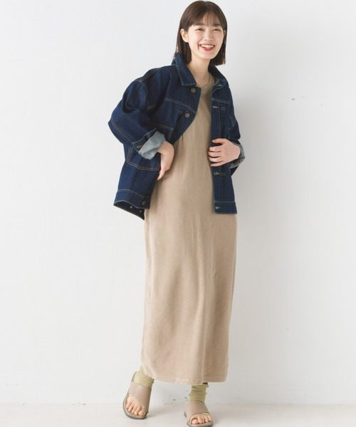 OMNES（オムネス）の「パイル半袖スリットワンピース（ワンピース・レディース・アイボリー/ネイビー/ベージュ/チャコール・FREE）」の17枚目の写真