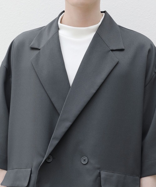 ETELIO（エテリオ）の「【セットアップ 2点セット】ポリトロドレープダブルテーラードシャツ+ワイドバギーパンツ（セットアップ・メンズ・ブラック/ライトグレー/チャコール/ネイビー・L/M/S）」の21枚目の写真