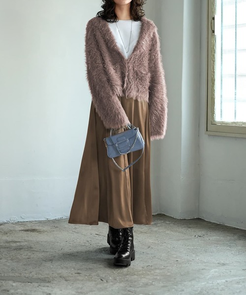 STYLE DELI（スタイルデリ）の「とろみサテンロングフレアスカート（スカート・レディース・ブラウン系その他/ベージュ系その他・MEDIUM/SMALL）」の10枚目の写真