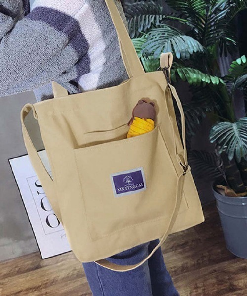 Miniministore(ミニミニストア)の「キャンバストートバッグ 大容量 A4(トートバッグ・レディース・イエロー/ベージュ/ホワイト/ブラック・FREE)」の4枚目の写真
