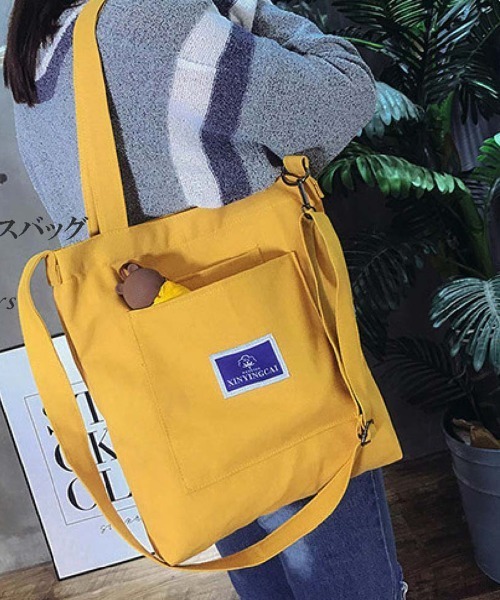 Miniministore(ミニミニストア)の「キャンバストートバッグ 大容量 A4(トートバッグ・レディース・イエロー/ベージュ/ホワイト/ブラック・FREE)」の2枚目の写真