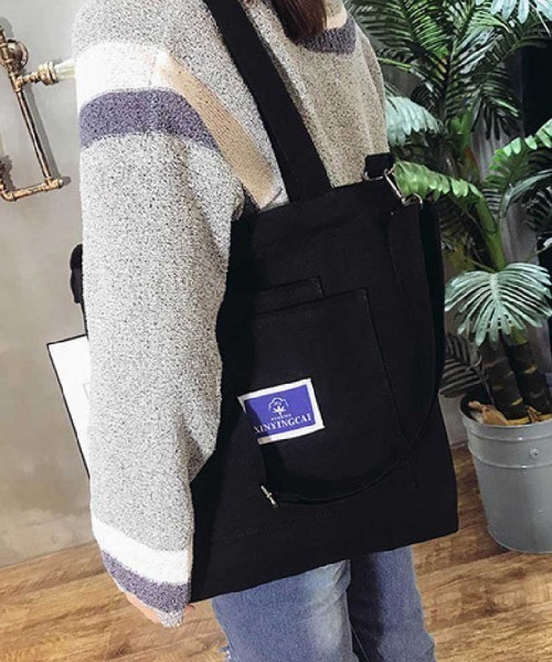 Miniministore(ミニミニストア)の「キャンバストートバッグ 大容量 A4(トートバッグ・レディース・イエロー/ベージュ/ホワイト/ブラック・FREE)」の7枚目の写真
