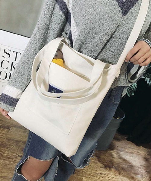 Miniministore(ミニミニストア)の「キャンバストートバッグ 大容量 A4(トートバッグ・レディース・イエロー/ベージュ/ホワイト/ブラック・FREE)」の8枚目の写真