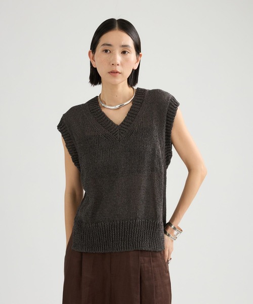 Chaos(カオス)の「Chaos(カオス)/フィラージニットベスト(ベスト・レディース・ブラック/ライトベージュ/ネイビー/オフホワイト/ライトピンク/チャコールグレー・FREE)」の7枚目の写真