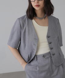 FREE'S MART | [低身長サイズ/Sシリーズ]〈セットアップ対応〉ショート丈ジャケット(ノーカラージャケット)